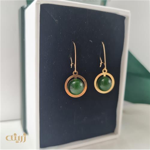 گوشواره طلا عصایی یشم کادویی