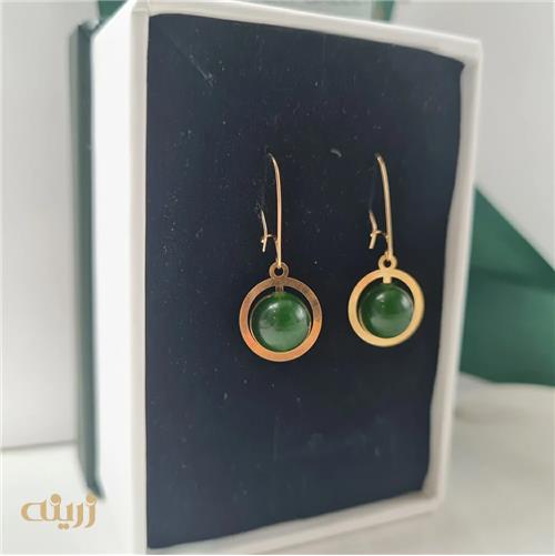 گوشواره طلا عصایی یشم کادویی