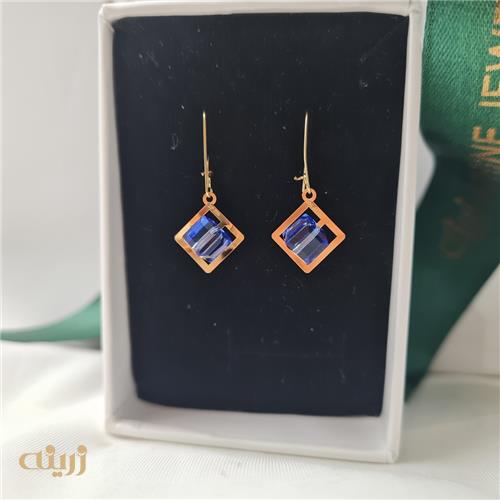 گوشواره طلا عصایی مکعب سواروسکی 