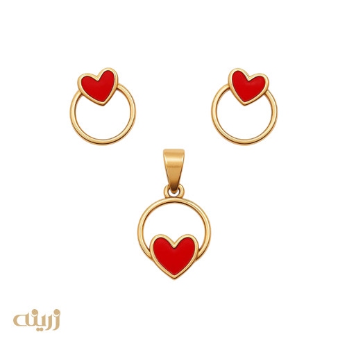 نیم ست طلا دایره ای قلبی