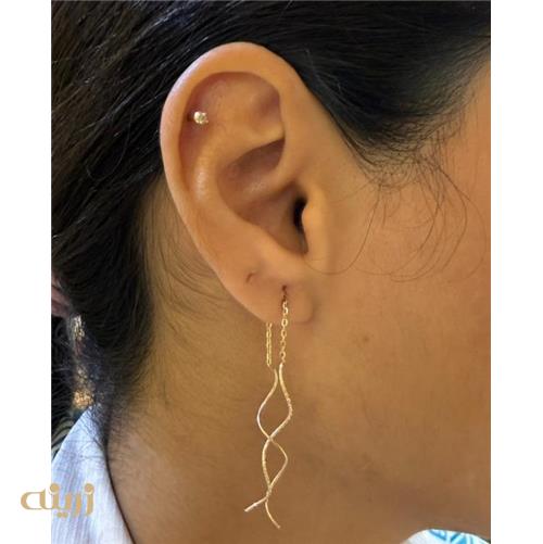 گوشواره طلا آویز کرلی دو طرفه