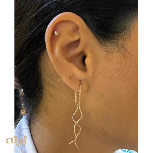 گوشواره طلا آویز کرلی دو طرفه