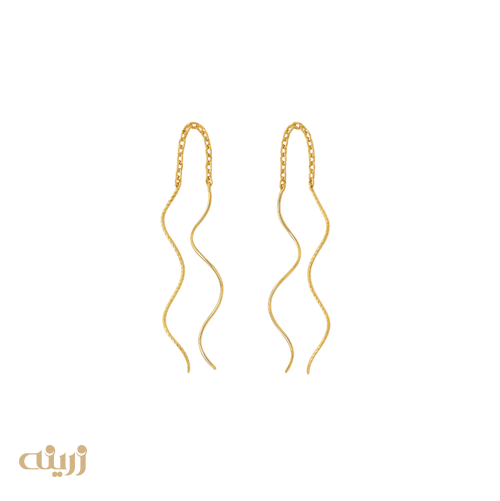 گوشواره طلا آویز کرلی دو طرفه