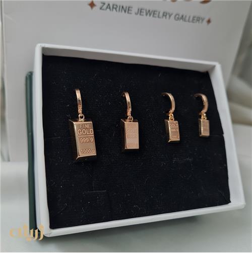 گوشواره طلا طرح شمش سوئیسی