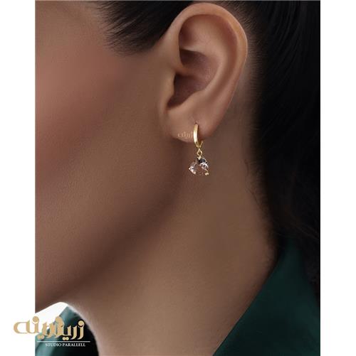 گوشواره طلا قلب طرح جواهر 