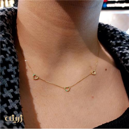 گردنبند سه قلب توخالی با زنجیر میرو لوکس 