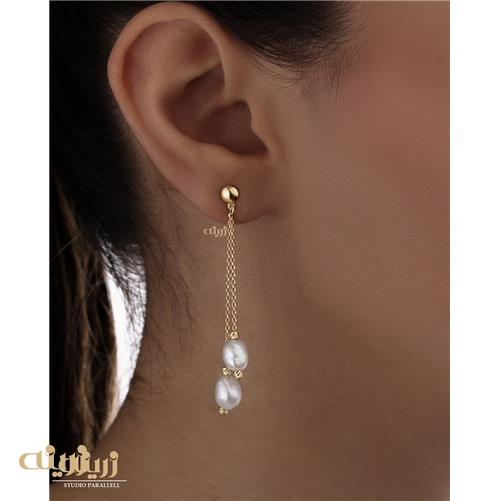 گوشواره طلا باروک میخی آویزی 