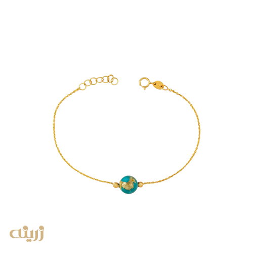 دستبند طلا طرح فیروزه با گوی البرنادو 