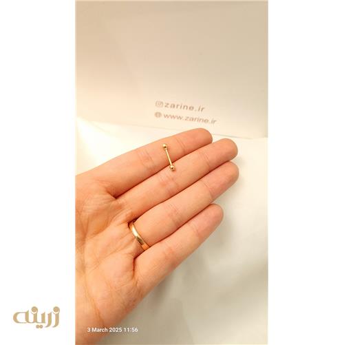 پیرسینگ طلا تک نگین طرح میله ای