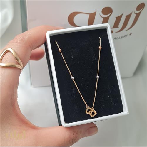 گردنبند طلا دو ونکلیف با گوی براق لوکس