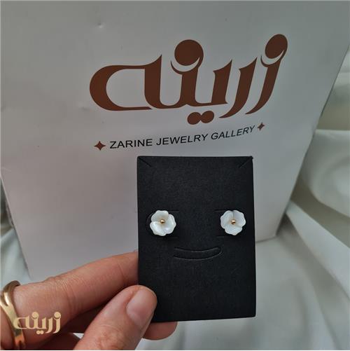 گوشواره طلا میخی شکوفه صدفی 