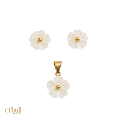 نیم ست طلا  طرح شکوفه صدفی