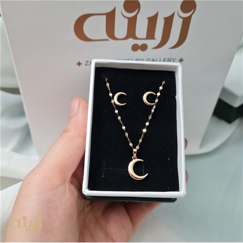 نیم ست طلا طرح ماه مینیمال