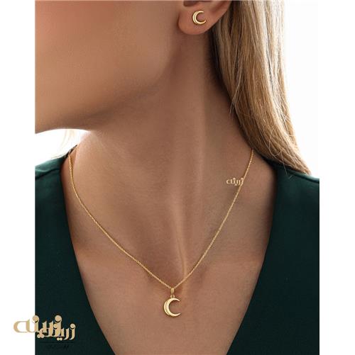 نیم ست طلا طرح ماه مینیمال