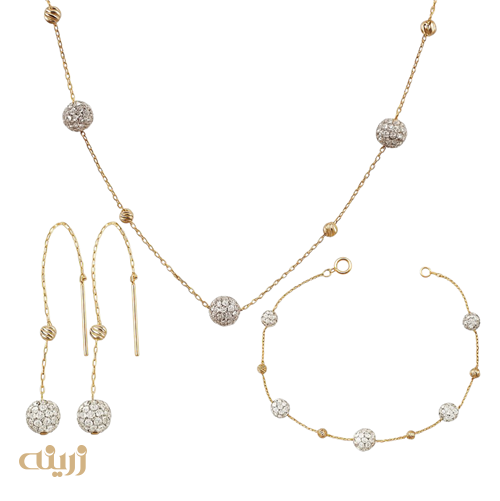 نیم ست طلا گوی کریستالی سواروسکی 