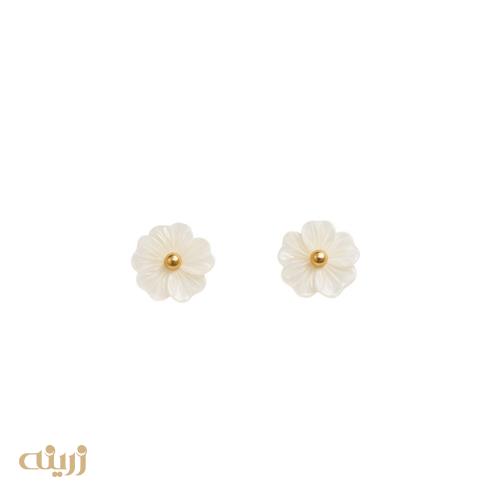 گوشواره طلا میخی شکوفه صدفی 