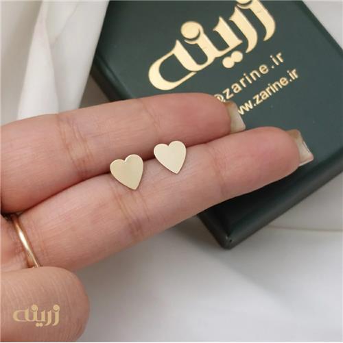 گوشواره طلا میخی قلب لیزری 