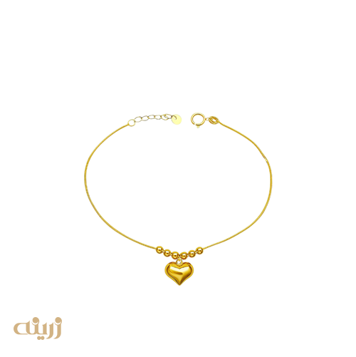 دستبند طلا قلب دامله با گوی 