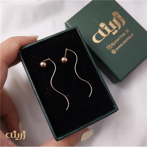 گوشواره طلا موجی گوی دار 