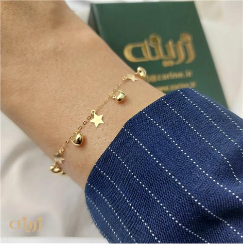 دستبند طلا قلب دامله و ستاره 