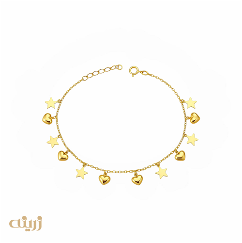 دستبند طلا قلب دامله و ستاره 