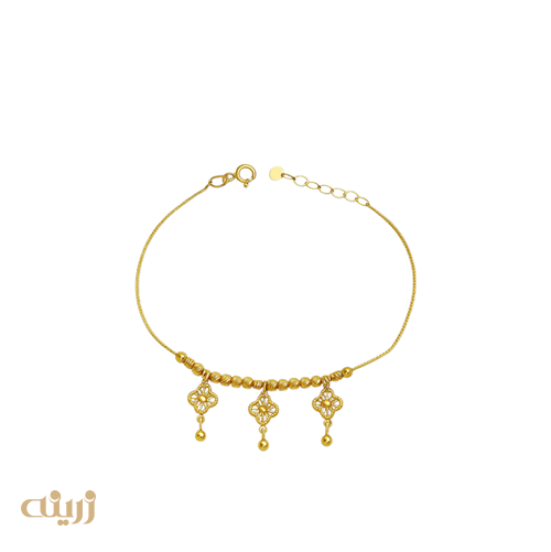 دستبند طلا گوی تراش و سه ونکلیف 