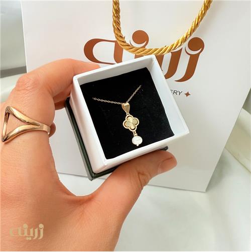 آویز طلا ونکلیف تراش با مروارید