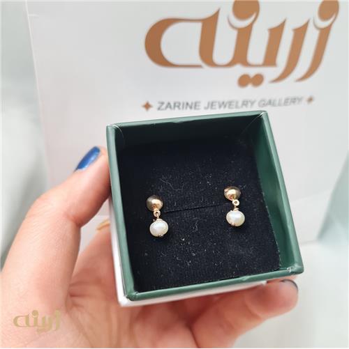گوشواره طلا میخی نیمه دامله با مروارید