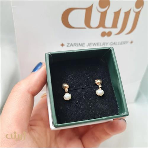 گوشواره طلا میخی نیمه دامله با مروارید