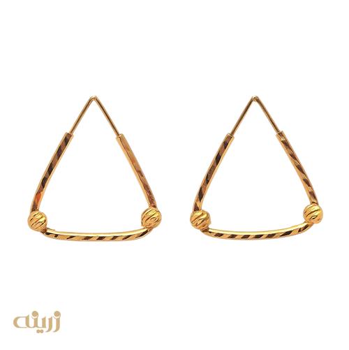 گوشواره طلا تراش مثلث با دو گوی 