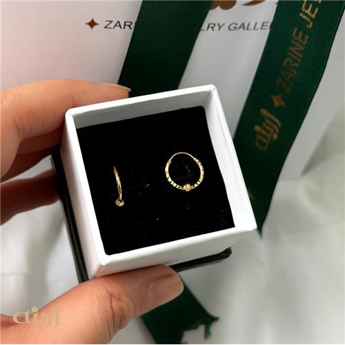 گوشواره طلا حلقه ای تک گوی تراش 