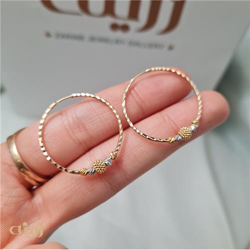 گوشواره طلا تراش دایره ای با گوی کونیک