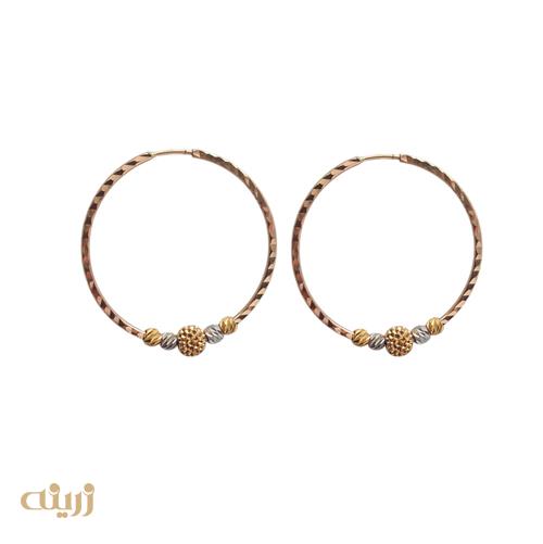 گوشواره طلا تراش دایره ای با گوی کونیک
