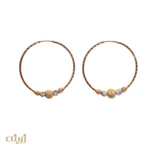 گوشواره طلا تراش دایره ای با گوی کونیک