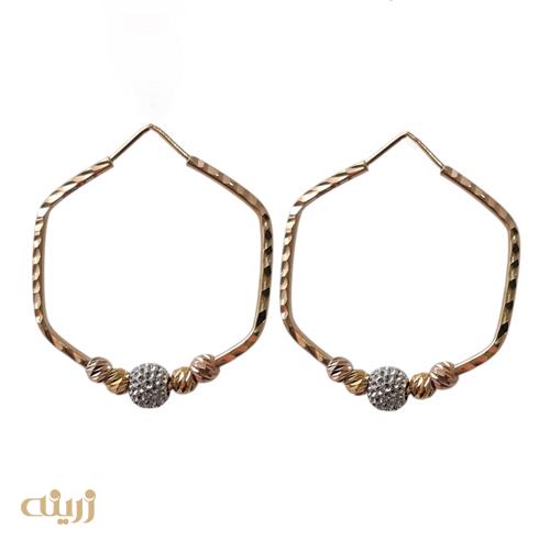 گوشواره طلا تراش شش ضلعی با گوی کونیک