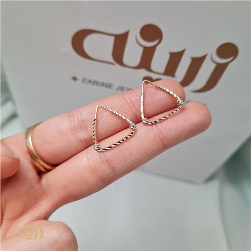 گوشواره طلا تراش مثلث با دو گوی 