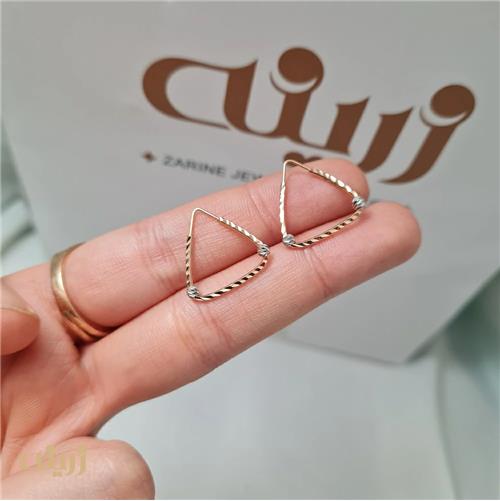 گوشواره طلا تراش مثلث با دو گوی 