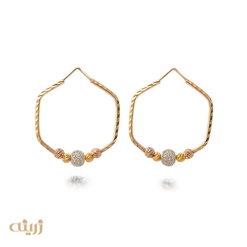 گوشواره طلا تراش شش ضلعی با گوی کونیک