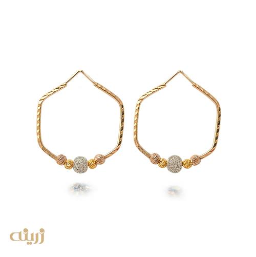 گوشواره طلا تراش شش ضلعی با گوی کونیک