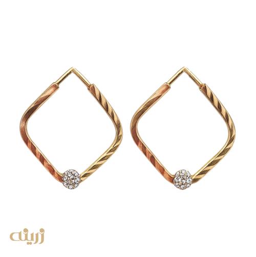 گوشواره طلا تراش مربعی تک گوی 