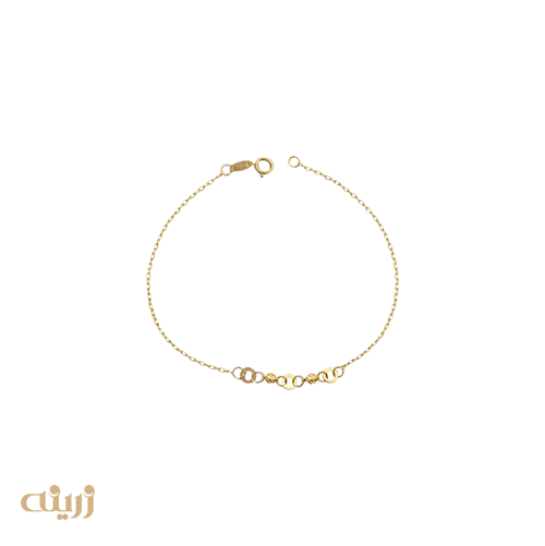 دستبند طلا دایره توخالی و گوی تراش 