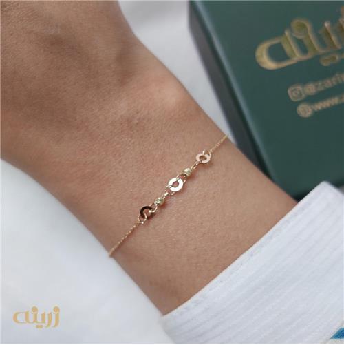 دستبند طلا دایره توخالی و گوی تراش 