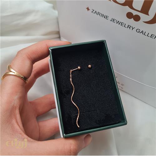 گوشواره موجی تراش دار با گوی 