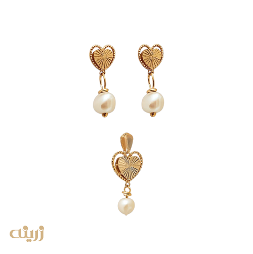 نیم ست قلب تراش با مروارید