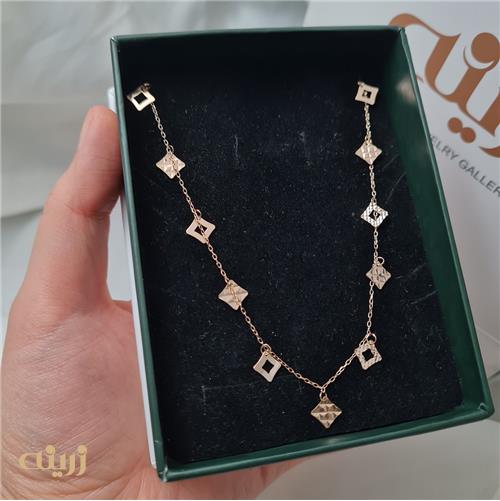 گردنبند طلا شرابه ای طرح دار تراش 