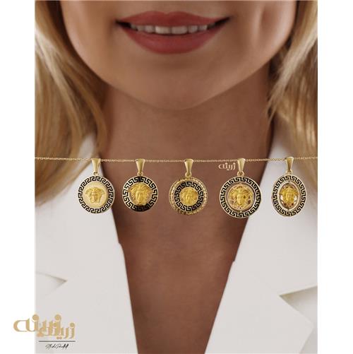 آویز طلا طرح ورساچ مدوسا و ملکه دو طرفه