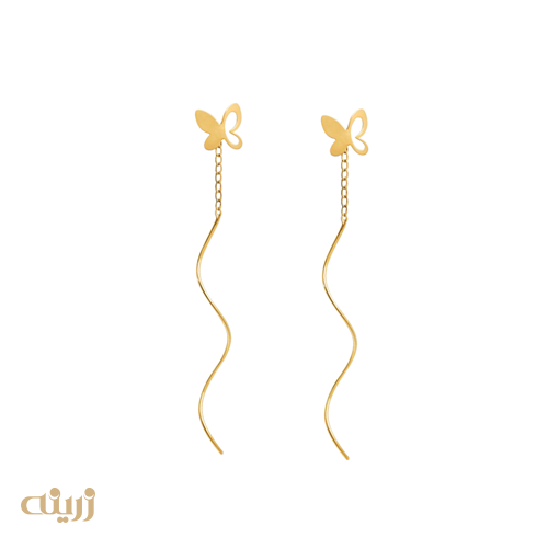 گوشواره طلا پروانه کرلی مینیمال 