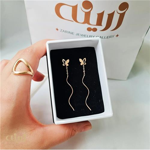 گوشواره طلا پروانه کرلی مینیمال 