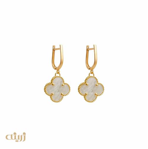 گوشواره طلا کلیپسی ونکلیف سنگ دار کد E0284