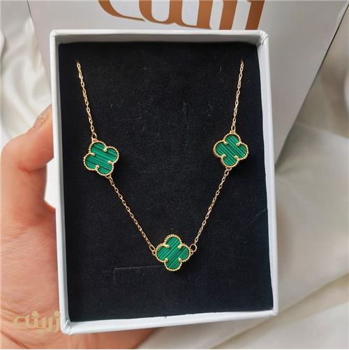 گردنبند طلا سه ونکلیف سنگدار 